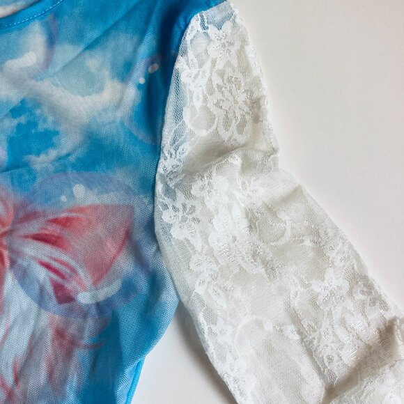 Kitty Sheer Mesh Top with Lace Sleeves - Picture 4 of 9